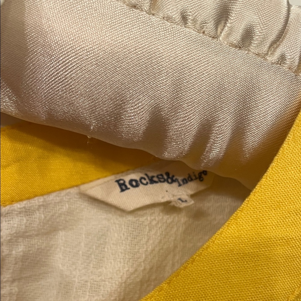 Vibrant Yellow and White Embroidered Blouse Size L - Picture 2 of 5